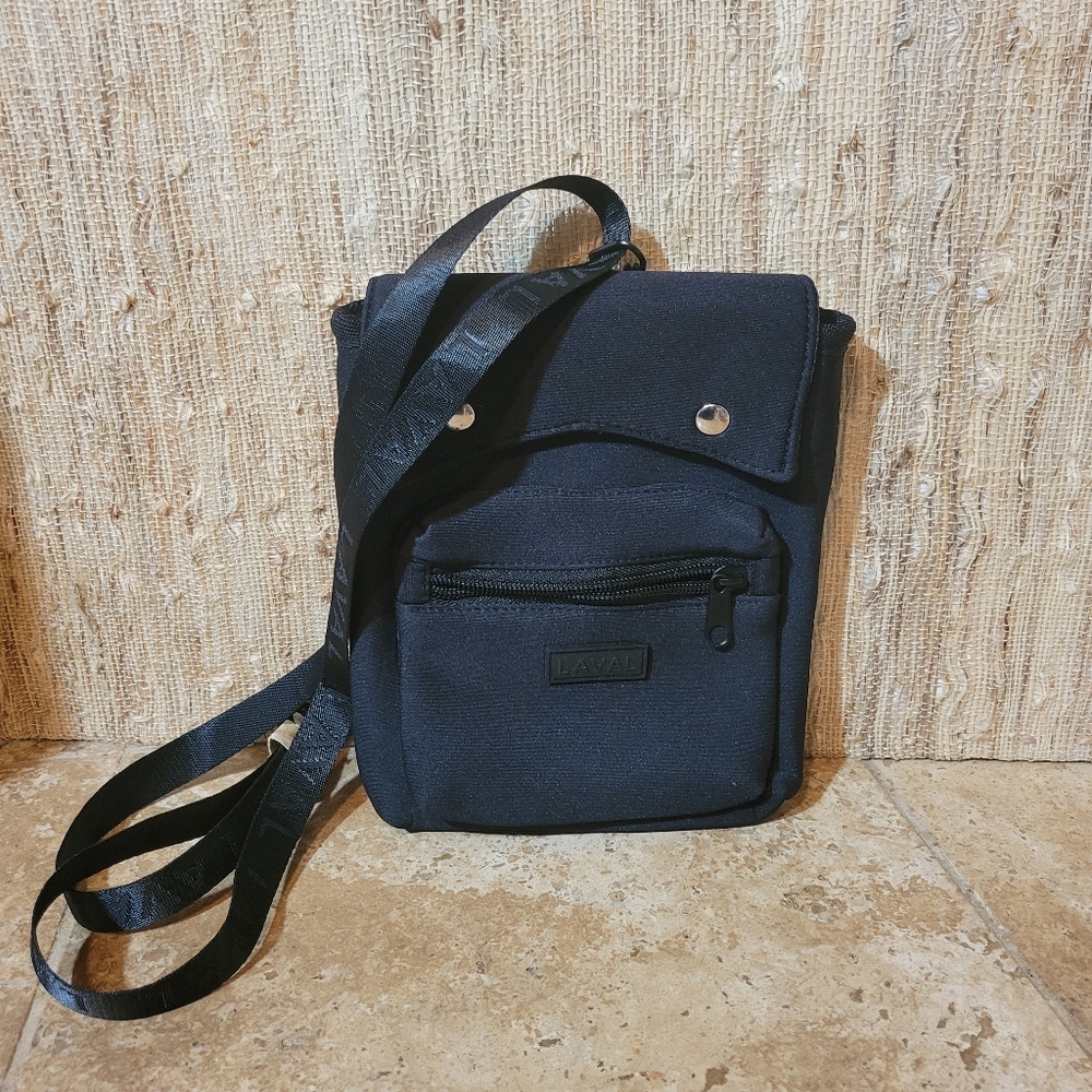 LAVAL Neoprine Crossbody Black Adjustable Strap NWT